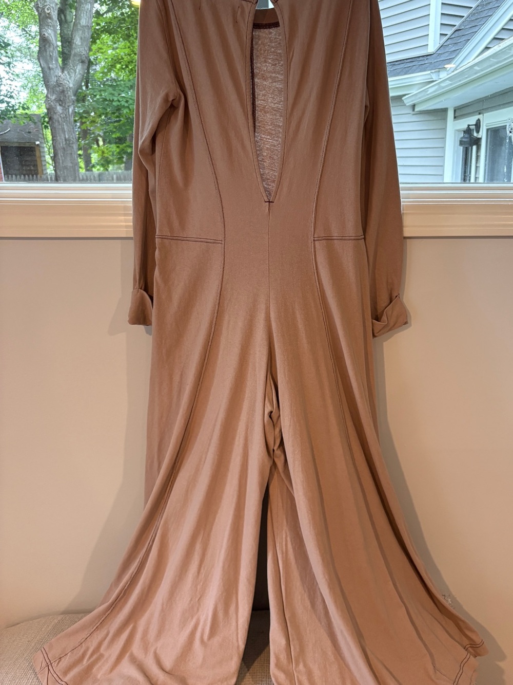Women’s Long Sleeve Jumpsuit in Taupe - Picture 2 of 2